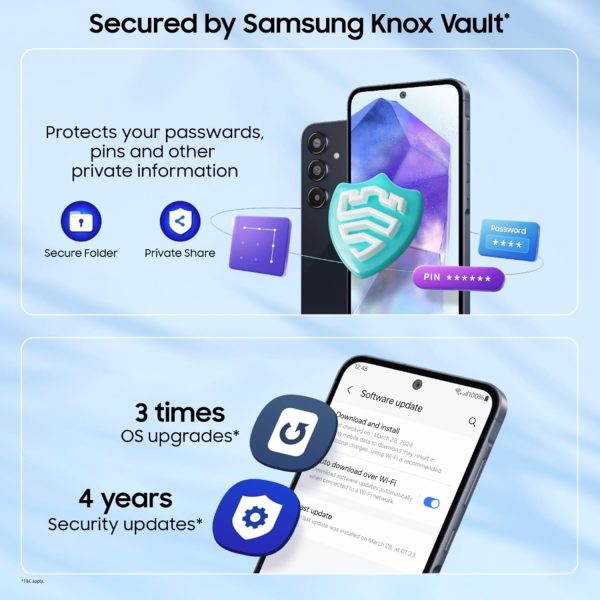 Anniversary Celebration while stocks last:Samsung Galaxy A55 5G (Awesome Navy, 8GB RAM, 256GB Storage) | AI | Metal Frame | 50 MP Main Camera (OIS) | Super HDR Video|...