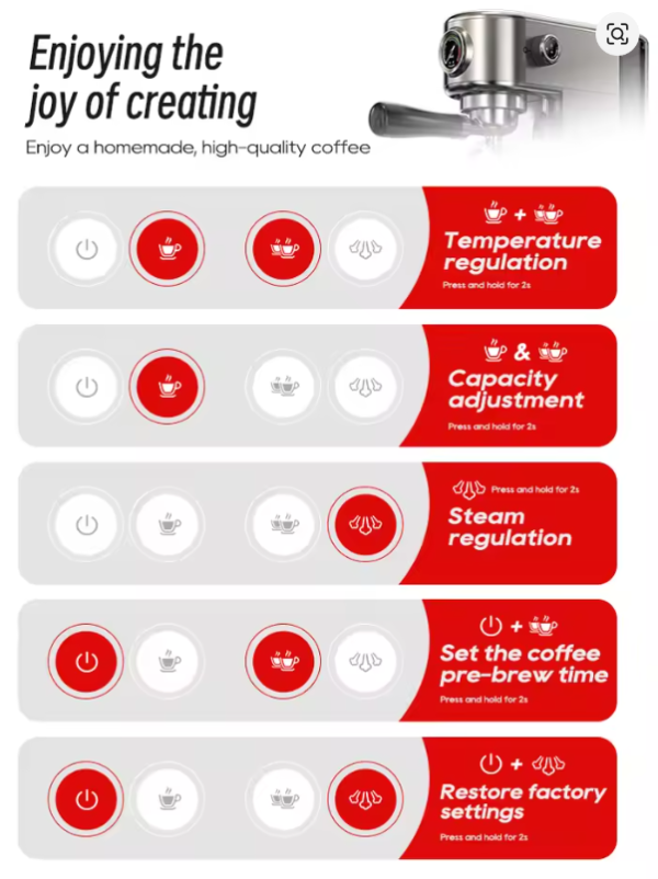 HiBREW 20Bar Semi Automatic Espresso Coffee Machine Temperature Adjustable Cold/Hot Super Slim Coffee Maker Cappuccino H10B