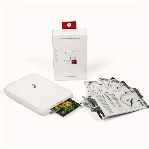 HPRT MT53 Mini Impressora que Imprime Fotos Coloridas Mini impresora portatil Impressora Fotográfica,Photo Printer + 50 Sheets Of Photo Paper
