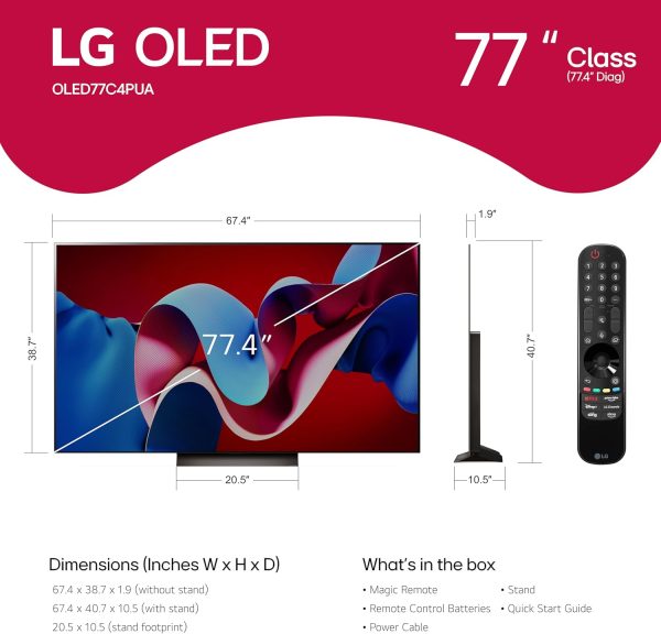 Limited-Time Sale for Summer Surprises AED 109د.إ:LG 77-Inch Class OLED evo C4 Series Smart TV 4K Processor Flat Screen with Magic Remote AI-Powered with Alexa Built-in