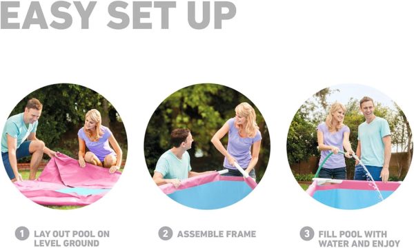 Limited-Time Sale for Summer Surprises AED 99د.إ:Intex 28266EH 7'L x 5'W x 23-5/8"H Rectangular Metal Frame Above Ground Outdoor Backyard Swimming Pool, 439 Gallons of Water, Pink