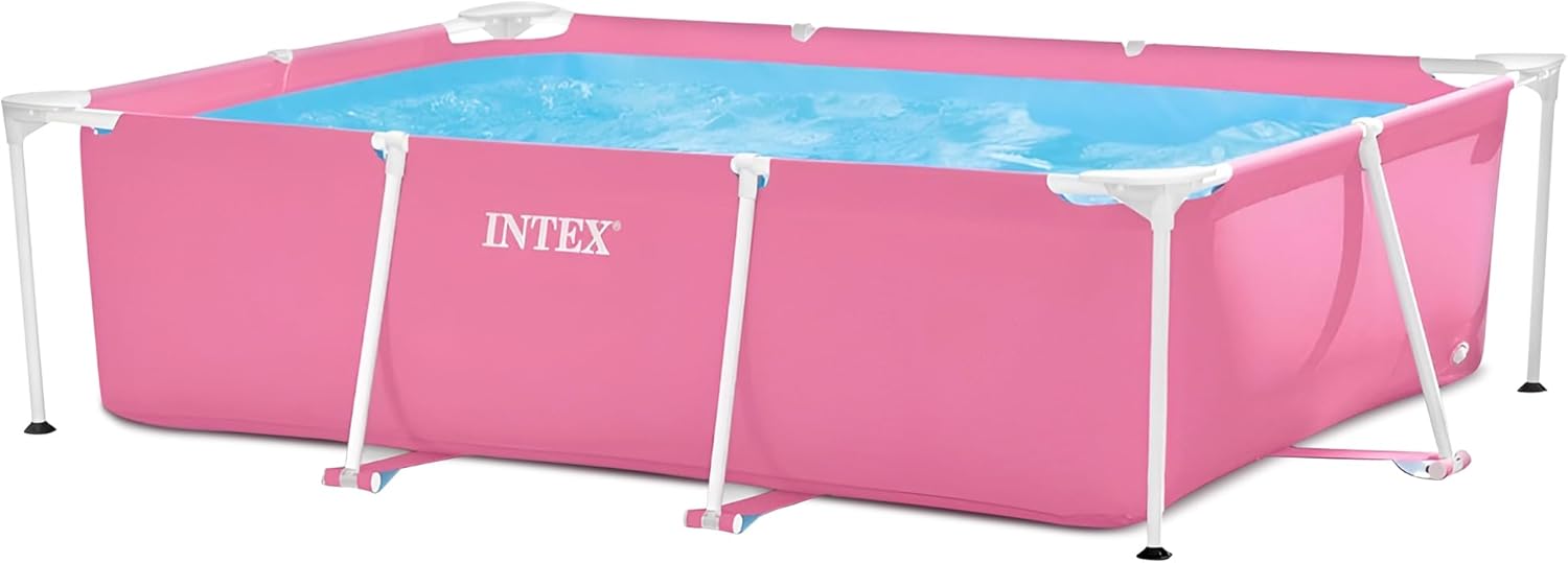 Limited-Time Sale for Summer Surprises AED 99د.إ:Intex 28266EH 7'L x 5'W x 23-5/8"H Rectangular Metal Frame Above Ground Outdoor Backyard Swimming Pool, 439 Gallons of Water, Pink