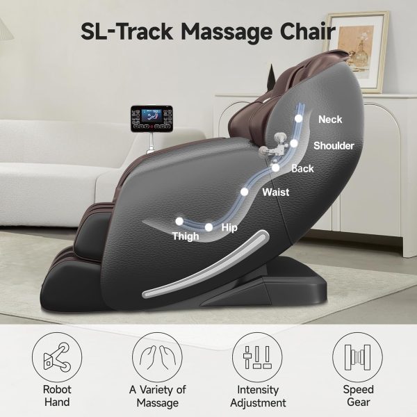 Limited-Time Sale for Summer Surprises AED 99د.إ :Real Relax Massage Chair Favor-06, Full Body Zero Gravity SL-Track Shiatsu Massage Recliner Chair with APP Control, Brown
