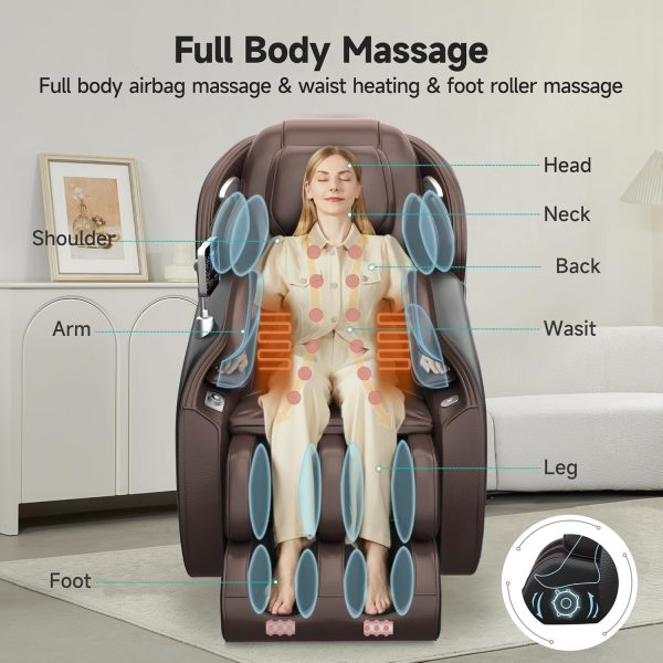 Limited-Time Sale for Summer Surprises AED 99د.إ :Real Relax Massage Chair Favor-06, Full Body Zero Gravity SL-Track Shiatsu Massage Recliner Chair with APP Control, Brown