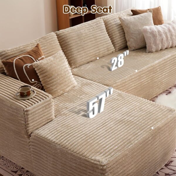 ovios 104" Cloud Sectional Couch with L-Shape Chaise,Modern Modular Sofa with Deep Seat, Upholstered Couches for Living Room Bedroom,No Assembly Required, Beige (Plush Corduroy...