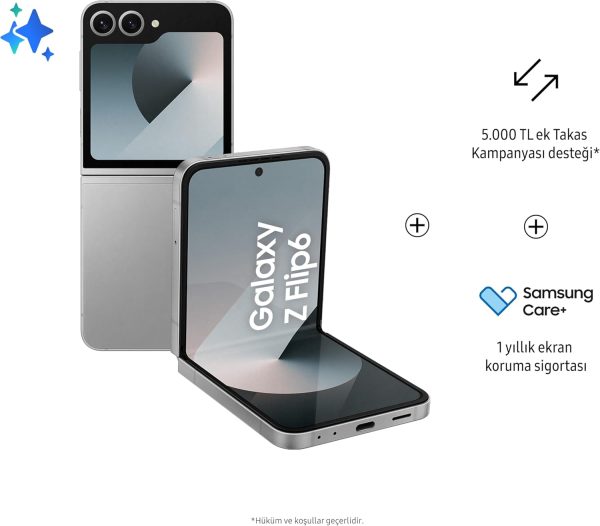 SAMSUNG Galaxy Z Flip6, 12GB RAM, 512GB Storage, Silver Shadow, 50MP Camera, 1 year Seller Warranty (International Version)
