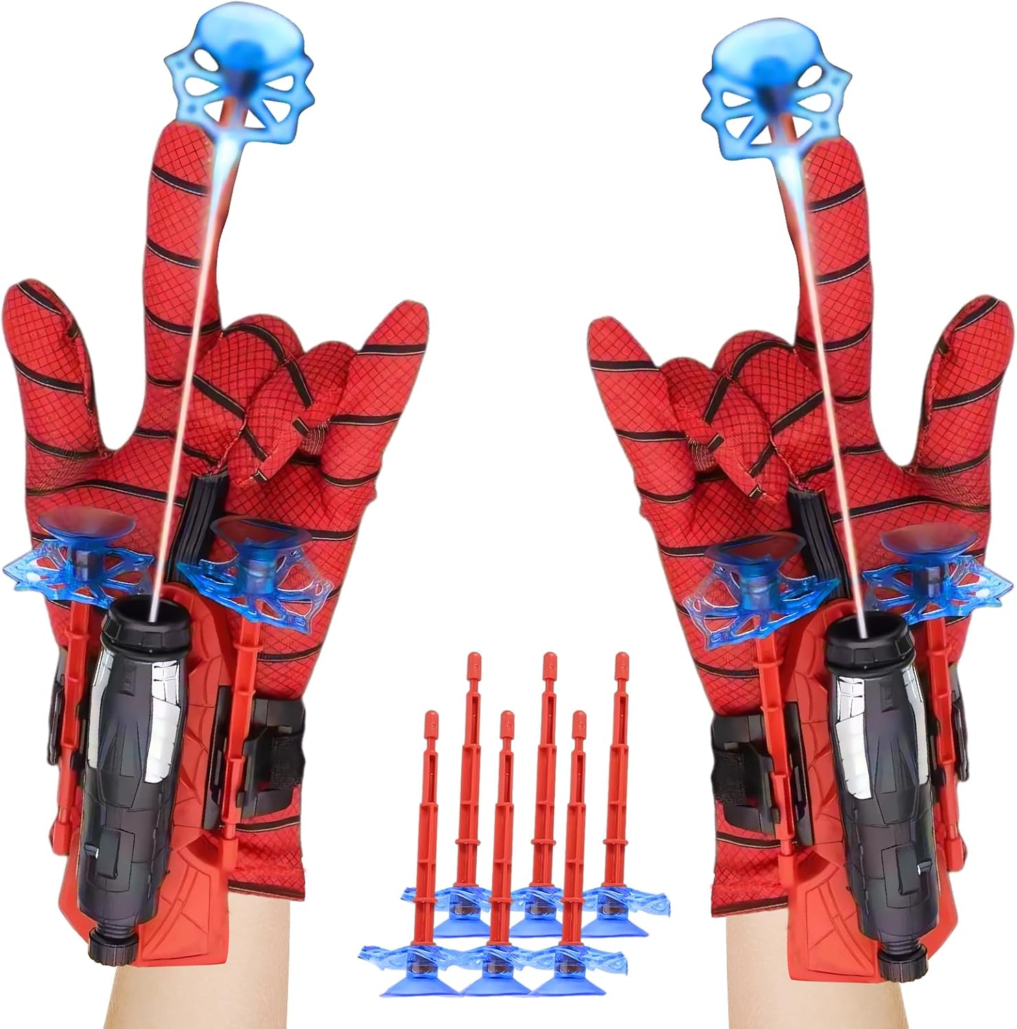 Spider Shooter Boys Girls Toy - 2 Pack Web Shooters for Kids Super Hero Toys with Spider Gloves Launcher Wrist Toys Sucking Disc Bullets for Boy Girl Age 3-14 Birthday Gifts...