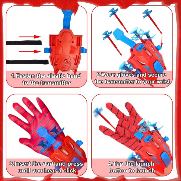 Spider Shooter Boys Girls Toy - 2 Pack Web Shooters for Kids Super Hero Toys with Spider Gloves Launcher Wrist Toys Sucking Disc Bullets for Boy Girl Age 3-14 Birthday Gifts...