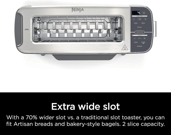 Summer Final Clearance Just AED 89د.إ:Ninja ST101 Foodi 2-in-1 Flip Toaster, 2-Slice Capacity, Compact Toaster Oven, Snack Maker, Reheat, Defrost, 1500 Watts, Stainless Steel, 6...