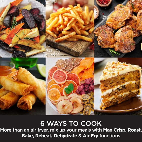 Summer Final Clearance Just AED 99د.إ:Ninja Air Fryer Max Xl, Max Crisp, Air Roast, Bake, Reheat, Dehydrate, 5.2 Liters, 1750 Watts, Grey and Black, AF160ME, 2 Years Warranty