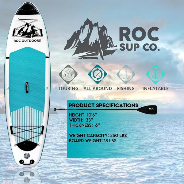 Summer Final Clearance Just AED 99د.إ:Roc Inflatable Stand Up Paddle Boards with Premium SUP Paddle Board Accessories, Wide Stable Design, Non-Slip Comfort Deck for Youth & Adults