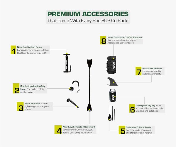 Summer Final Clearance Just AED 99د.إ:Roc Inflatable Stand Up Paddle Boards with Premium SUP Paddle Board Accessories, Wide Stable Design, Non-Slip Comfort Deck for Youth & Adults