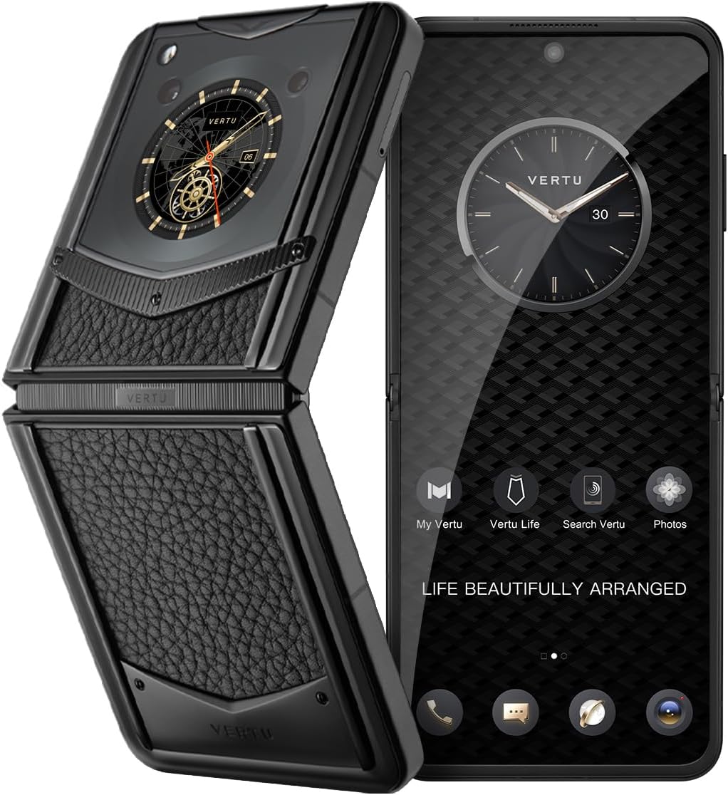 VERTU IRONFLIP Calf Skin Flip Cell Phone, Unlocked Android 5G Smartphone, Foldable Design, One-Hand Control, 50MP Camera, 12G+512G, Dual SIM, 6.9" 120Hz OLED, 65W Fast Charge