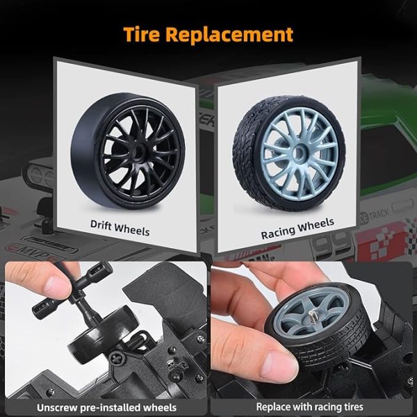 While Stocks Last:RC Drift Car 2.4GHz 1:16 Scale 4WD High Speed Remote Control Cars Vehicle with LED Lights Two Batteries and Drifting Tires Racing Sport Toy Cars for Adults...