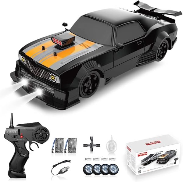 While Stocks Last:RC Drift Car 2.4GHz 1:16 Scale 4WD High Speed Remote Control Cars Vehicle with LED Lights Two Batteries and Drifting Tires Racing Sport Toy Cars for Adults...