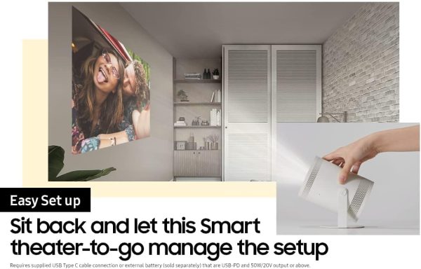 While Stocks Last:SAMSUNG 30" - 100" The Freestyle FHD HDR Smart Portable Projector for Indoor and Outdoor Home Theater, Big Screen Experience with Premium 360 Sound w/ Alexa...